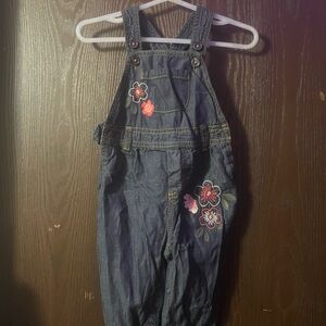 Carter's Dark Blue Overalls with Red Floral Accents
